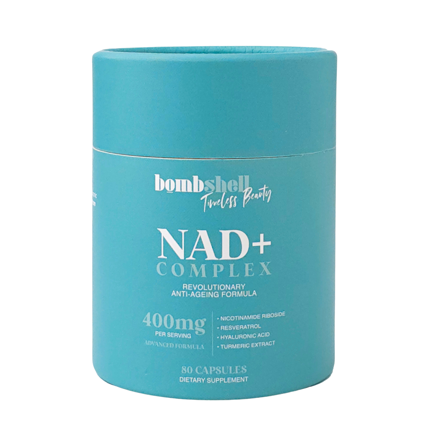 NAD+ Complex: Nicotinamide Riboside, Resveratrol, Hyaluronic Acid & Turmeric Extract - 40 Day Supply