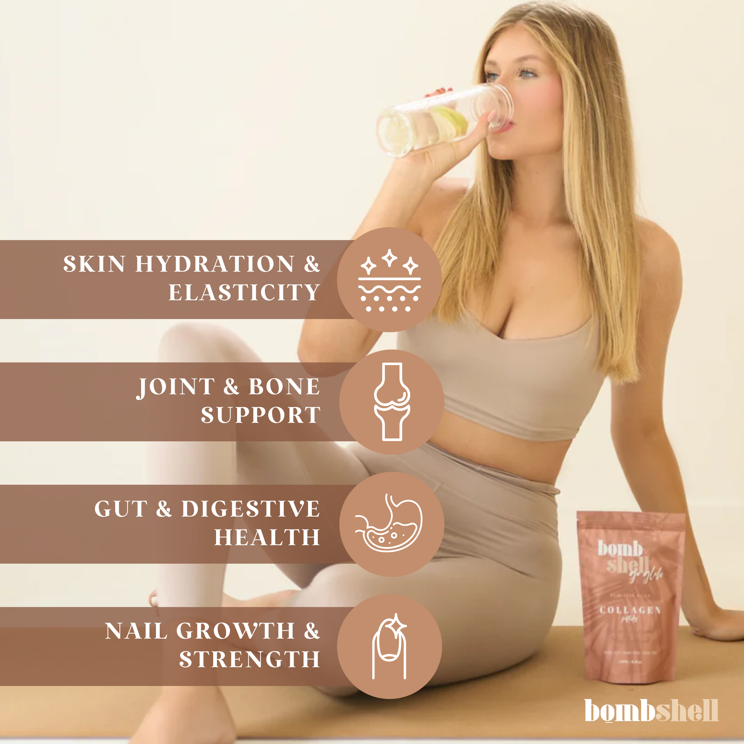 Bombshell Go Glow: Pure Hydrolyzed Bovine Collagen Peptides (250g)