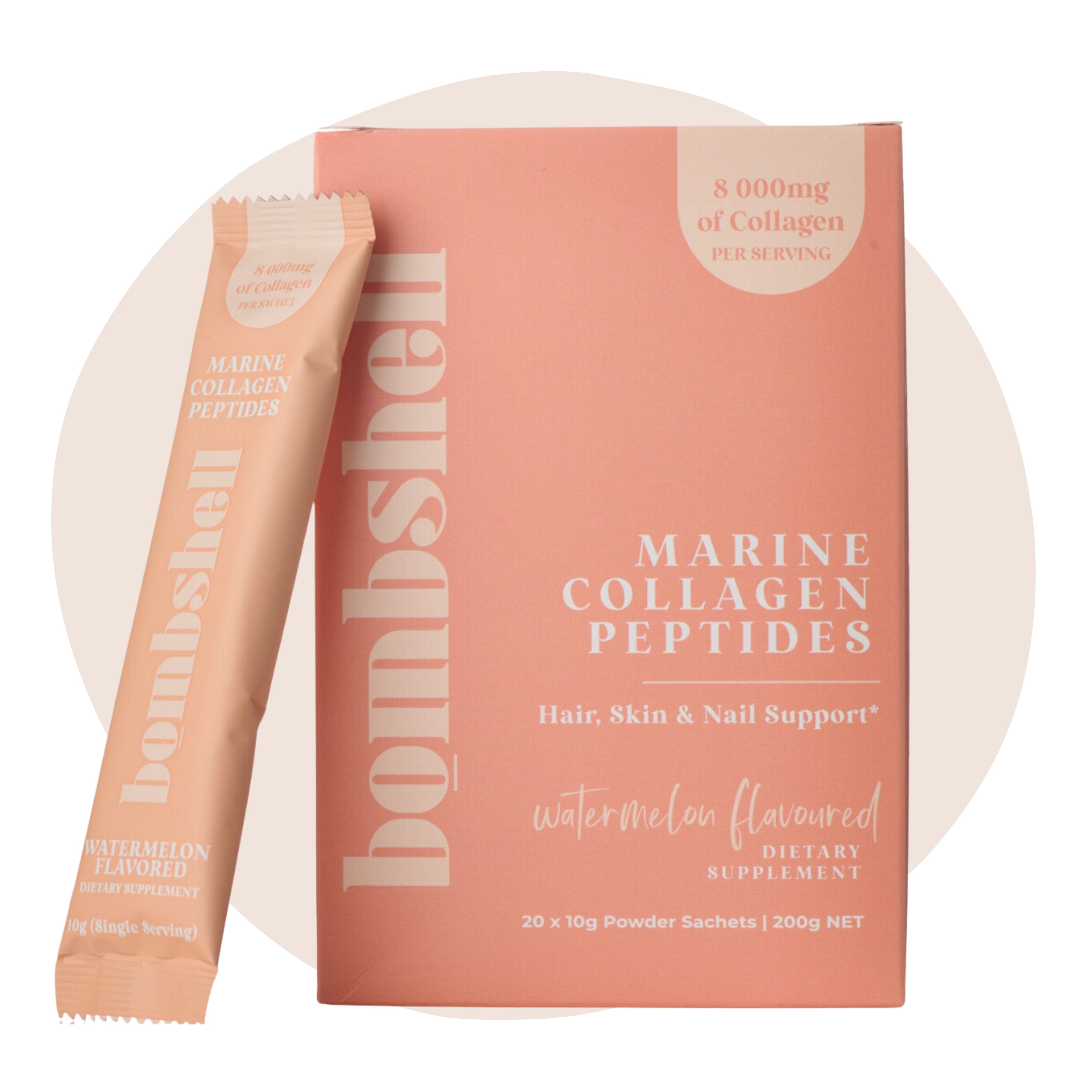 Bombshell Watermelon Flavoured Marine Collagen Sachets (20x10g Sachets)