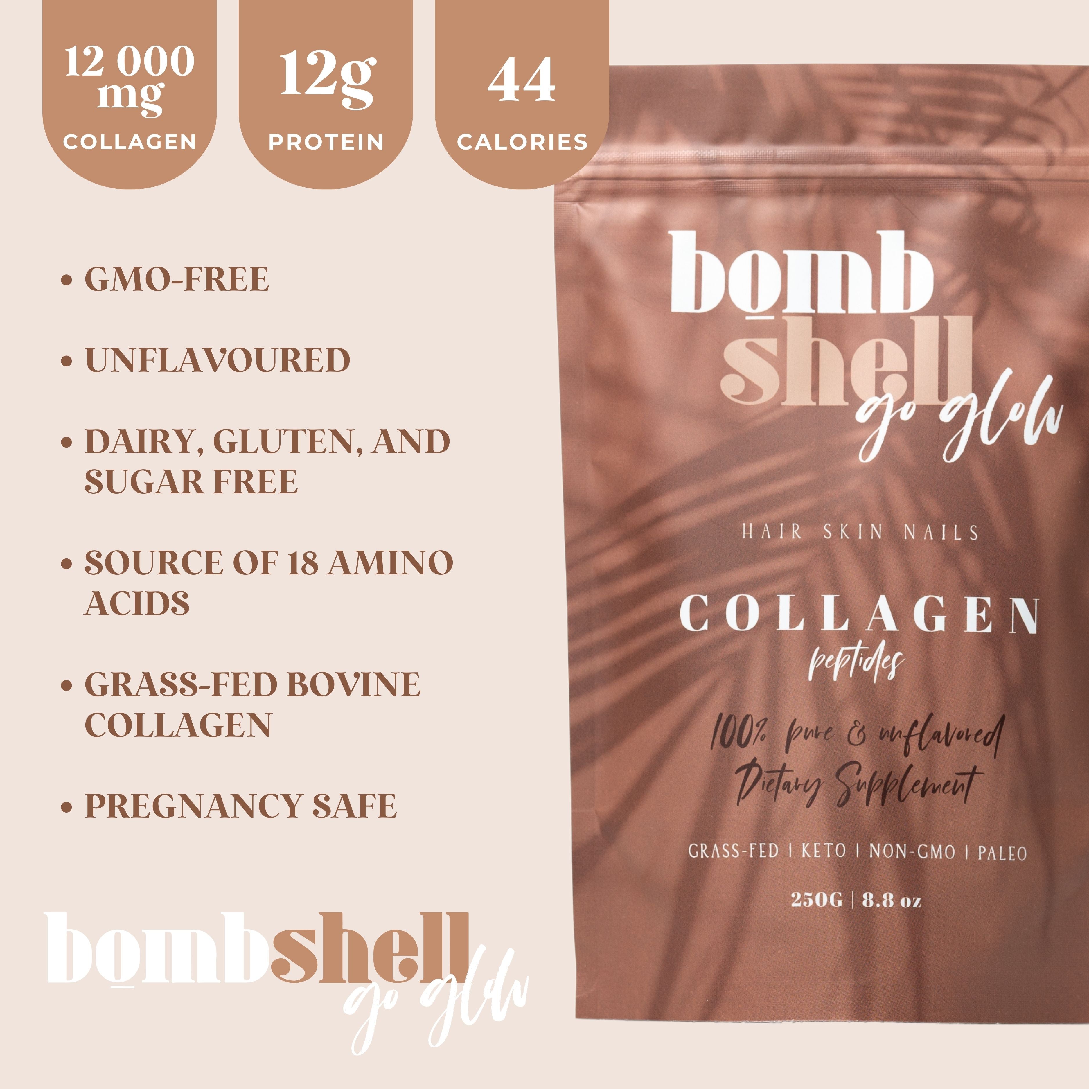 Go Glow Pure Hydrolyzed Bovine Collagen Powder - 250g