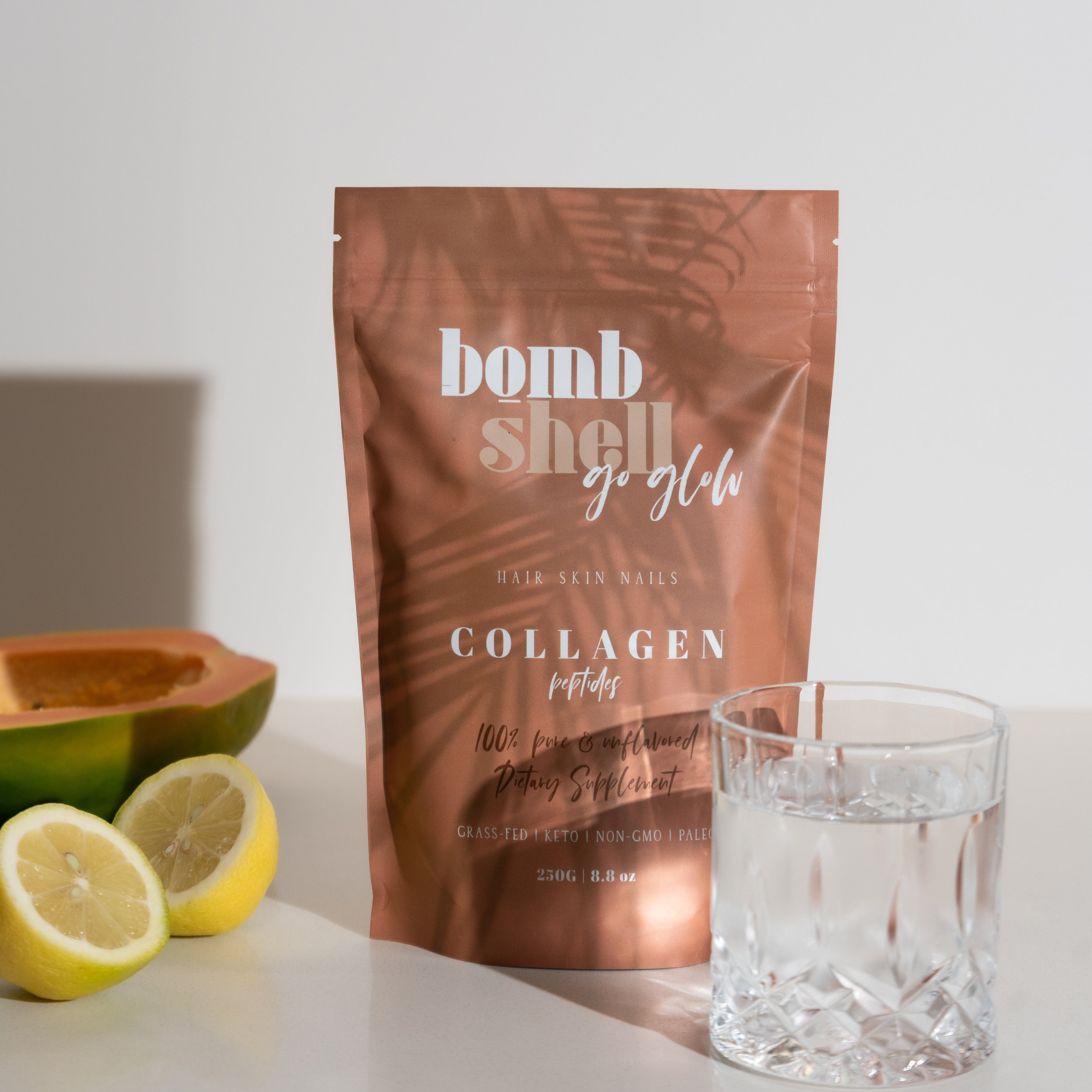 Bombshell Go Glow: Pure Hydrolyzed Bovine Collagen Peptides (250g)